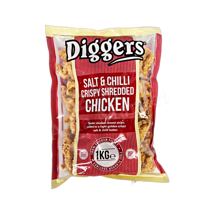 [FROZEN] DIGGERS  Salt & Chilli Crispy Shredded Chicken 1kg 椒鹽炸雞