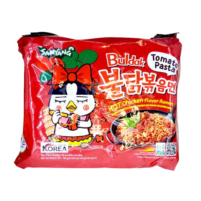 [PACK OF 5] SAMYANG  Buldak Hot Chicken Ramen (Tomato Pasta Flavour) 140g (x 5Pkts) 三養辣雞麵番茄沙司