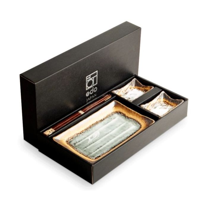 EDO JAPAN Sushi Set Yellow and Brown 6-Piece 22x12,5 cm | H2 cm - Art No. 6044178 