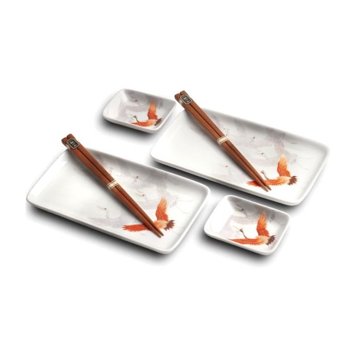 EMRO Crane Sushi set 22,2 x 12,4 cm | H2,5 cm - Set of 6 - for 2 persons 
