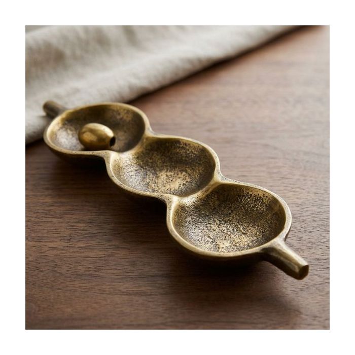 Candlelight Metal 3-Dish Trinket Tray Brass 30cm