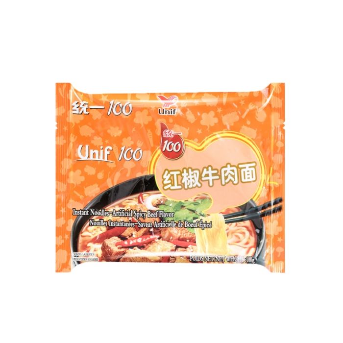 UNIF Instant Noodle Spicy Beef 108g  統一紅椒牛肉面