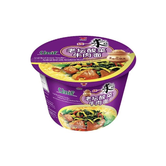 UNIF Super Bowl Instant Noodle - Beef & Sauerkraut 110g  統一來一桶老壇酸菜牛肉麵