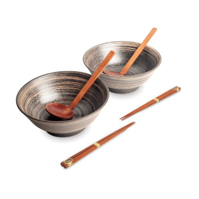 EMRO Ramen Bowl Set Uzu Brown Ã˜22 cm | H9 cm - 2 pers - 6050125 