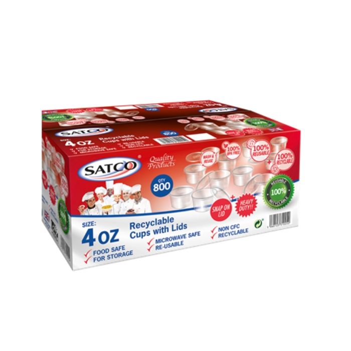 SATCO 4oz Clear Cups with Lids 800pc x 1 特級 小汁膠杯連蓋