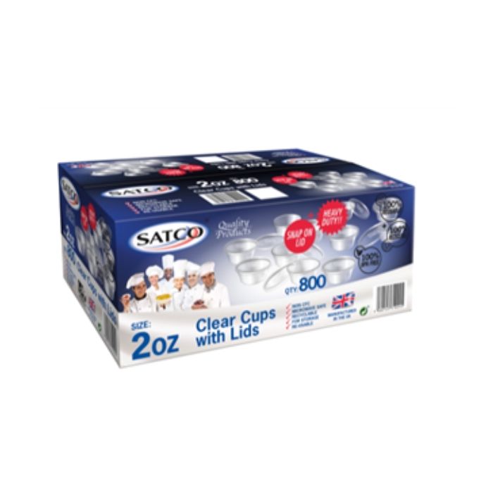 SATCO 2oz Clear Cups With Lids 800pc x 1 磨砂 小汁膠杯連蓋