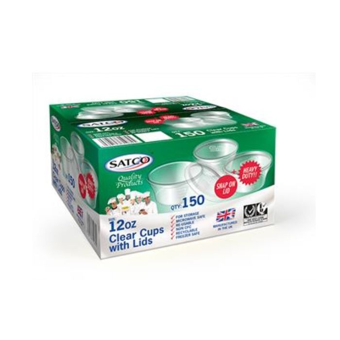 SATCO 12oz Plastic Micro Pots with Lids 150pc x 1 特級 小汁膠杯連蓋