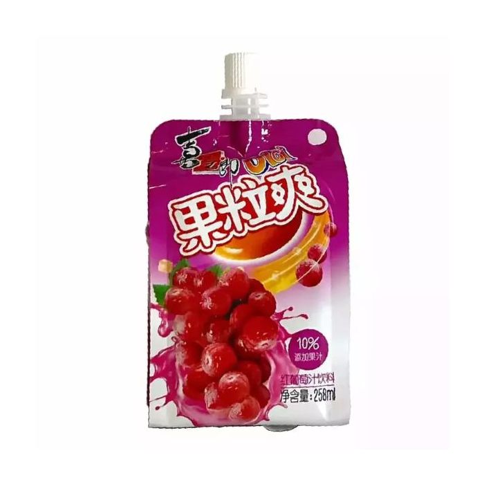 XZL Fruit Flavoured Jelly - Red Grape 258ml  喜之郎紅葡萄汁果粒爽