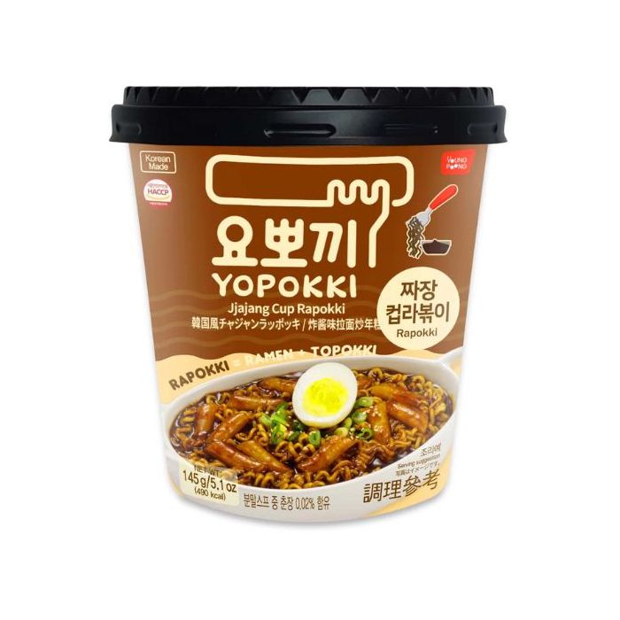 YOUNG POONG Yopokki Jjajang Cup Rapokki Ramen Plus Topokki Cup 145g 炸酱味拉面炒年糕