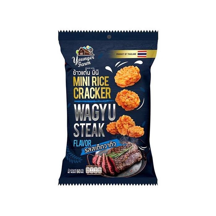 Younger Farm Mini Rice Cracker Wagyu Steak Flavour 60g 泰青農場迷你米餅 (和牛味)