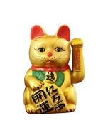 9 Inch Fortune Cat  (Maneki Neko) (Gold) 陶瓷搖手招財貓