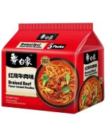 BAIXIANG Tasty Treat Braised Beef Flavor Instant Noodles 107g (Pack of 5) 白象味鮮美經典紅燒牛肉口味麵（五連包）