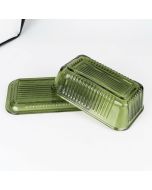 Candlelight Ridged Glass Butter Dish Green 16cm