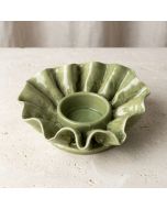 Candlelight Ceramic Frill Tealight Holder Green