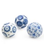 Candlelight Sumatra Blue & White Assorted Small Decorative Ball 7cm (Pack of 3) 