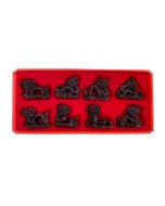 Chinese Antique Hong Tze Collection - Set Of Eight Red Dragons 