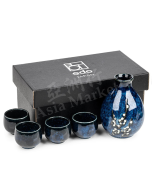 EDO JAPAN Sake Set Hana Blue 5 pieces Art No. 6040839 清酒壺+杯