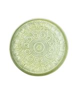 Candlelight 32cm Round Metal Embossed Tray with Olive 