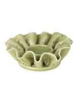 Candlelight Ceramic Frill Tealight Holder Green 