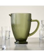 Candlelight 20cm Ridged Glass Jug Green