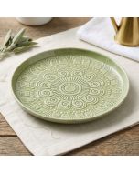Candlelight 32cm Round Metal Embossed Tray with Olive