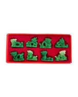 Chinese Hong Tze Antique Collection - Set Of 8 Green Jade Dragons 