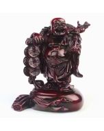 Feng Shui Chinese Money Bag Buddha Statue - Antique Red Resin 