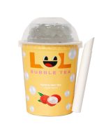 LOL BUBBLE TEA Papaya Red Tea with Lychee flavour Popping Boba 275ml 木瓜紅茶&荔枝爆爆珠