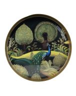 Candlelight 32cm Round Metal Tray Bukhara the Silk Road Collection 