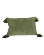 Candlelight Chenille Tasselled Rectangular Cushion - Green 40x60cm  