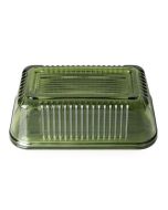 Candlelight  Ridged Glass Butter Dish Green 16cm 