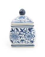 Candlelight Sumatra Blue & White Small Square Ginger Jar 7" 