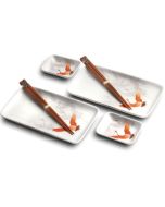 EMRO Crane Sushi set 22,2 x 12,4 cm | H2,5 cm - Set of 6 - for 2 persons 