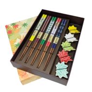 Tokyo Design Studio  Autumn Leaves Chopsticks Set 10pcs with Chopstick Rests 