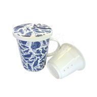 Modern Porcelain Tea Cup with Infuser (Pattern 4) 藍鳥茶杯(含滤膽)