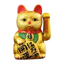 11 Inch Fortune Cat  (Maneki Neko) (Gold) 陶瓷搖手招財貓