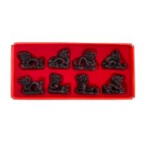 Chinese Antique Hong Tze Collection - Set Of Eight Red Dragons 
