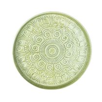Candlelight 32cm Round Metal Embossed Tray with Olive 