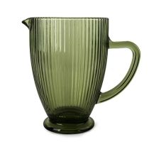 Candlelight 20cm Ridged Glass Jug Green 