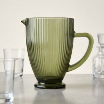Candlelight 20cm Ridged Glass Jug Green