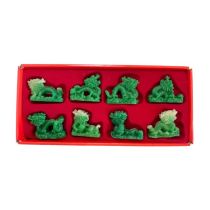 Chinese Hong Tze Antique Collection - Set Of 8 Green Jade Dragons 