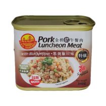 GOLDEN BRIDGE  Pork Luncheon Meat with black pepper 340g 豬午餐肉黑胡椒口味