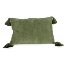 Candlelight Chenille Tasselled Rectangular Cushion - Green 40x60cm  