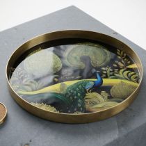 Candlelight 32cm Round Metal Tray Bukhara the Silk Road Collection