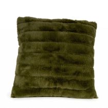 Candlelight Square Cushion - Faux Fur Olive Green 45x45cm  