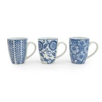 Candlelight Sumatra Blue & White Assorted Mug Pack of 3 