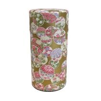 Japanese Matsuri Pink Gold Washi Paper Wrapped Tea Canister (L) - Japanese Chazutsu 