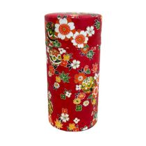 Japanese Matsuri Red Washi Paper Wrapped Tea Canister (L) - Japanese Chazutsu 