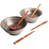 EMRO Ramen Bowl Set Uzu Brown Ã˜22 cm | H9 cm - 2 pers - 6050125 