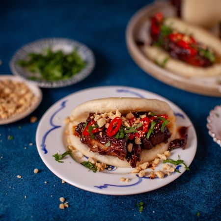 Steamed bao buns with five spice pork belly recipe